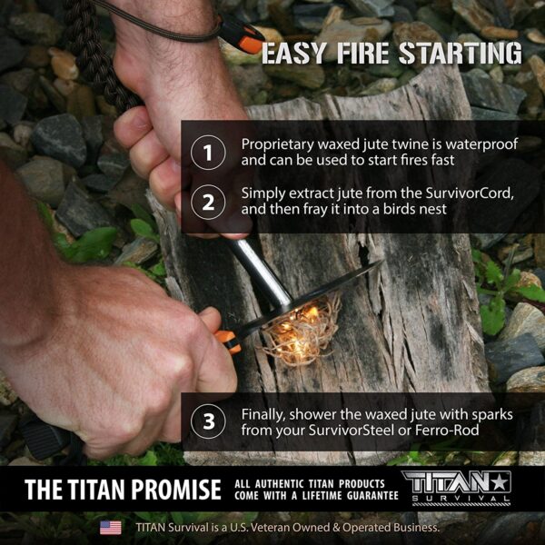 TITAN SurvivorCord® (BLACK) | 100ft | Patented Military Type III 550